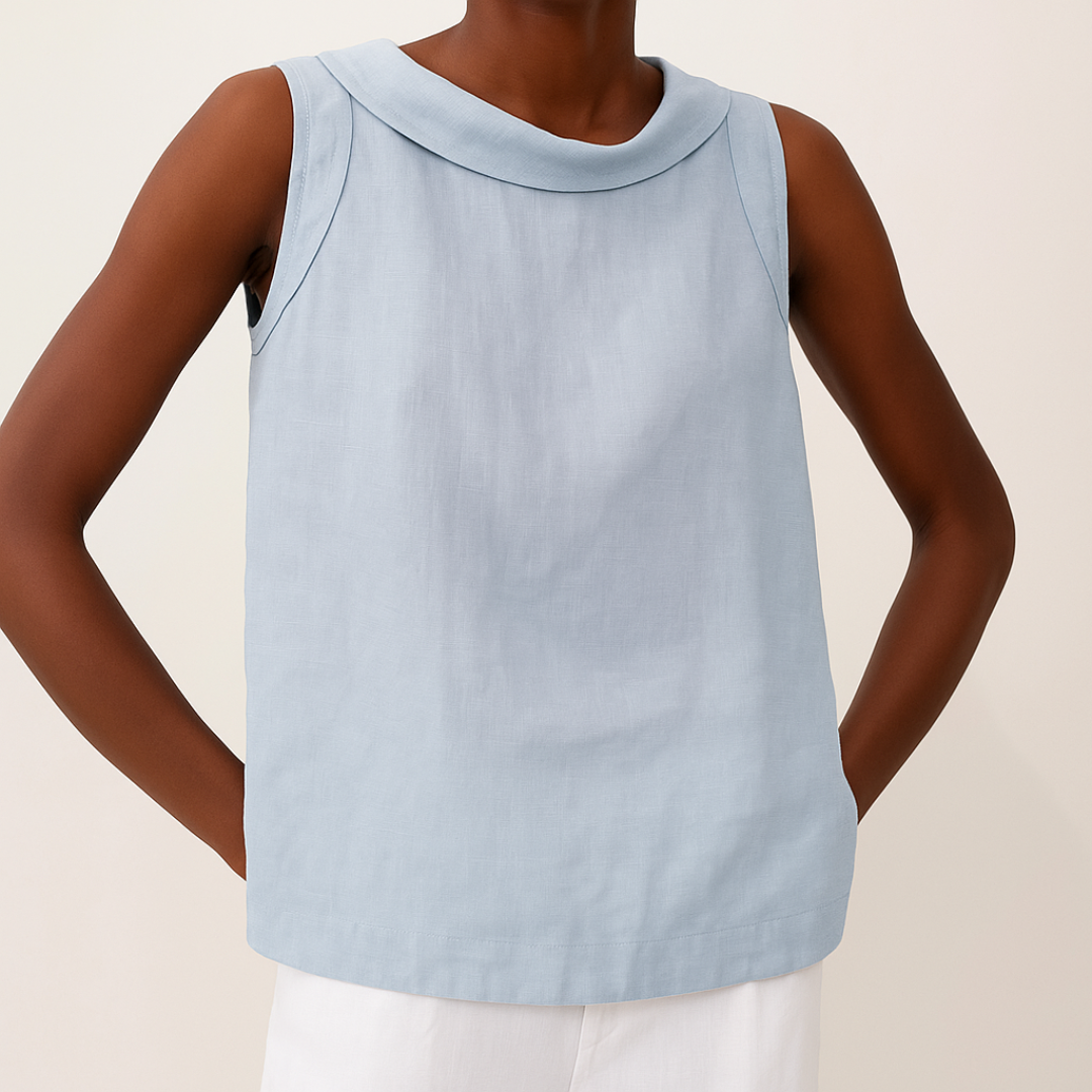 Tracey Sleeveless Roll Collar Top