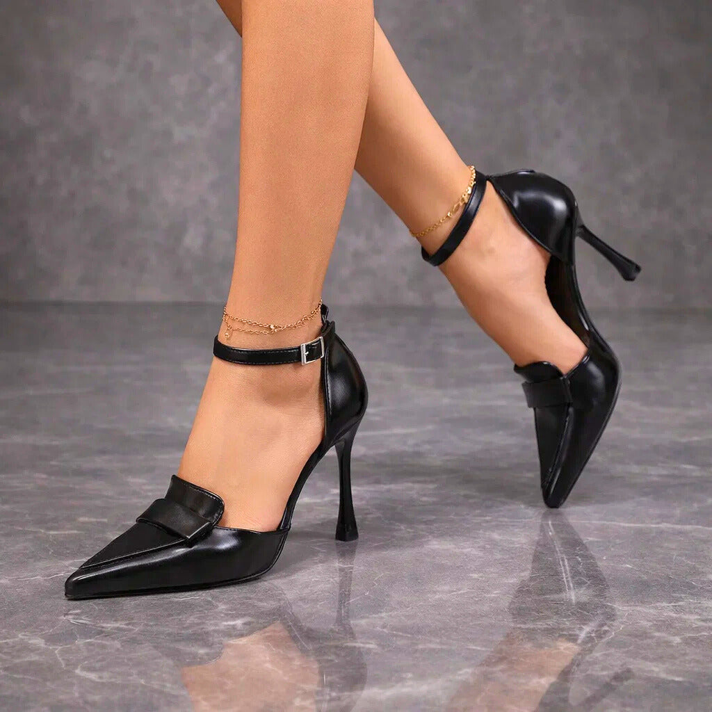 Cerise Ankle Strap Pumps