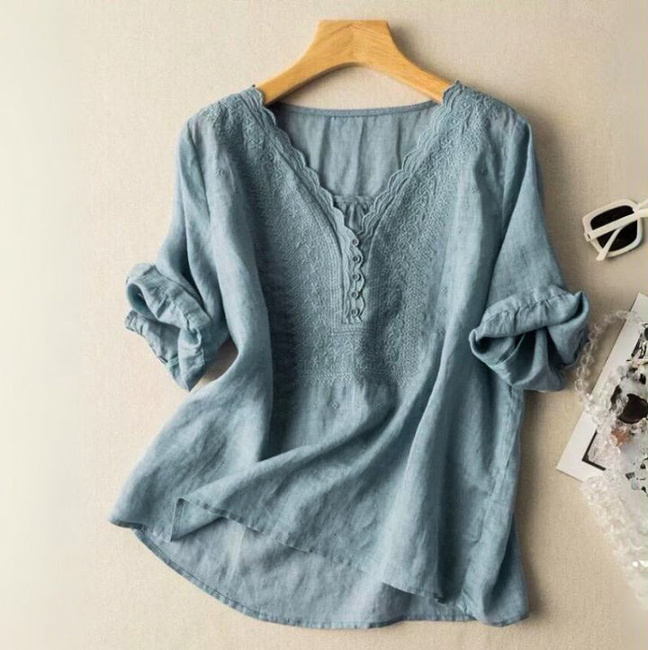 Brielle Cotton-Linen Blouse