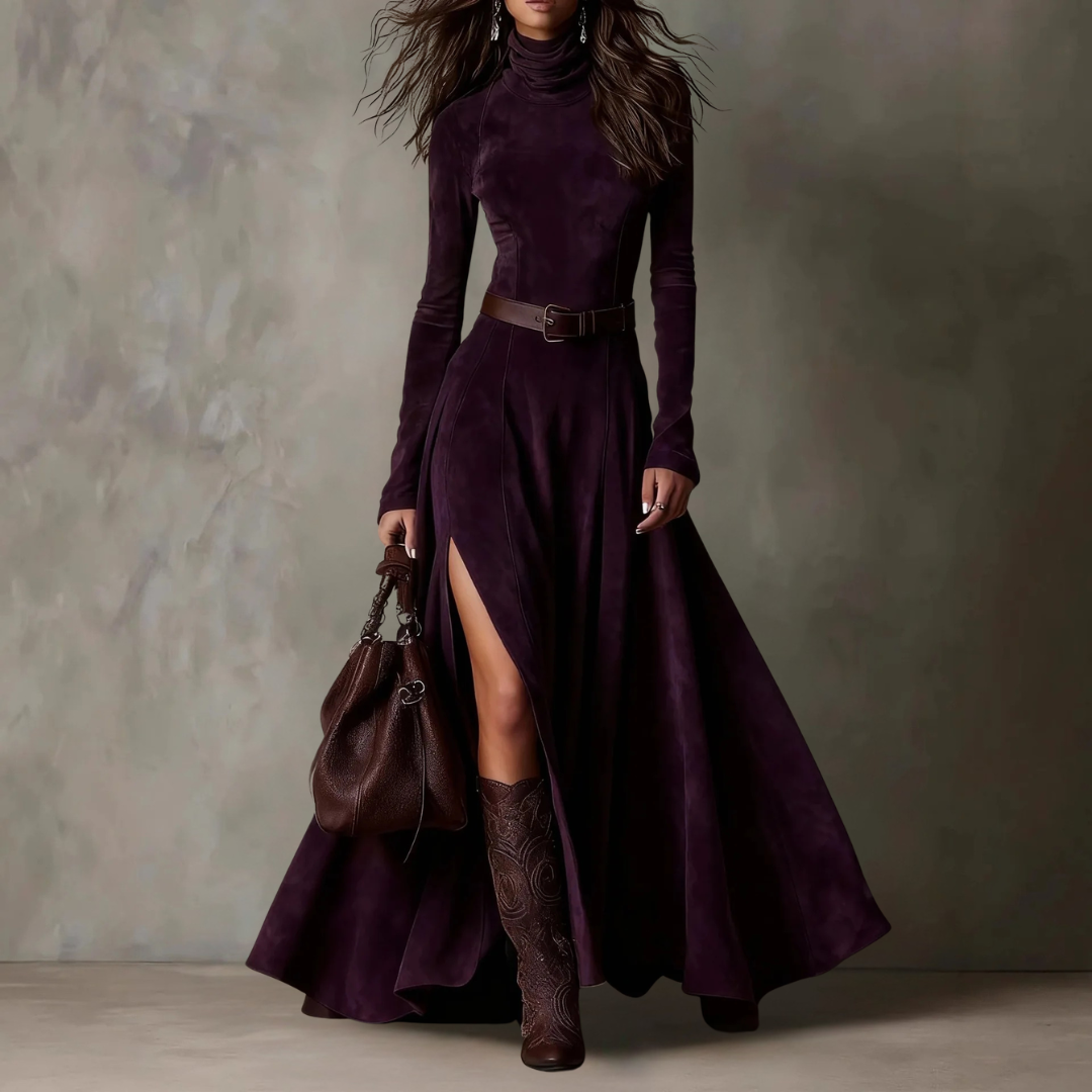 Amaris Turtleneck Slit Maxi Dress