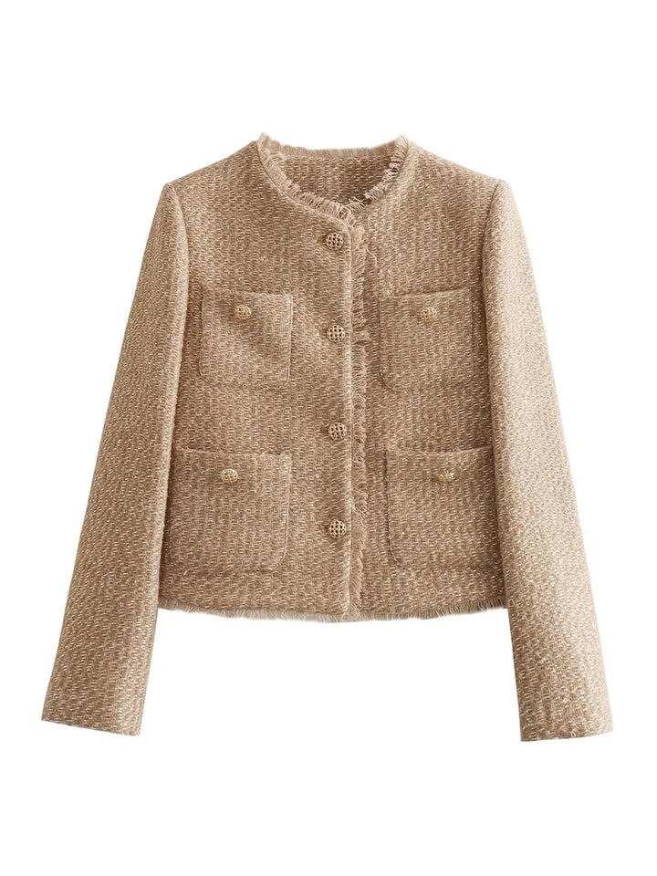 Marchelle Button Front Tweed Jacket