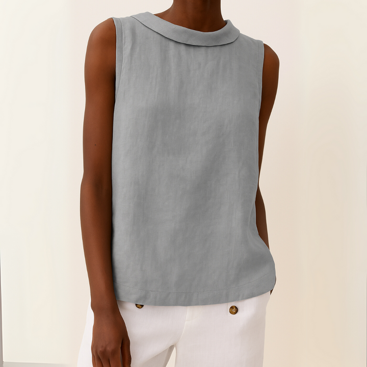 Tracey Sleeveless Roll Collar Top
