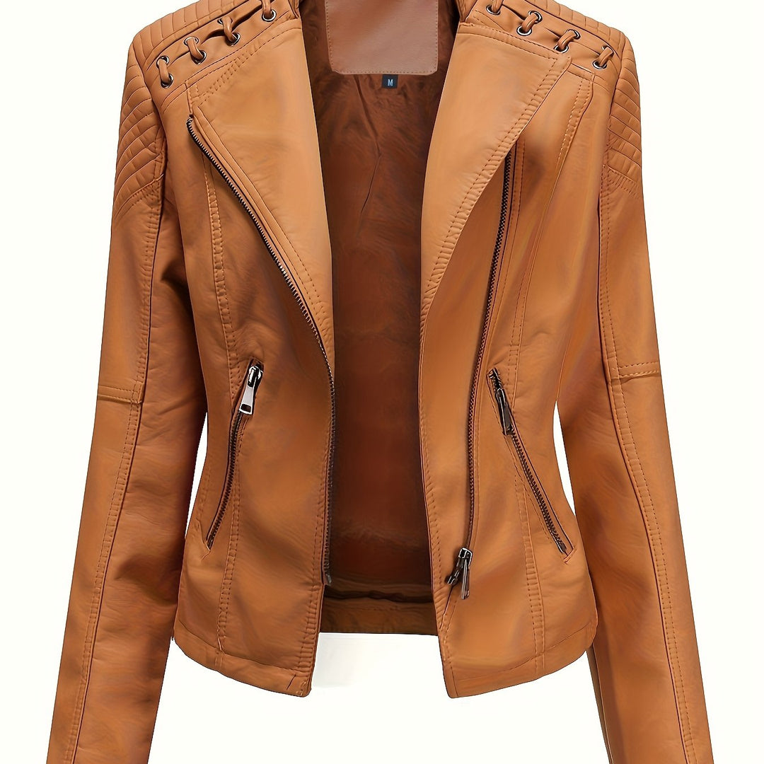 Rowena Asymmetric Zip Moto Jacket