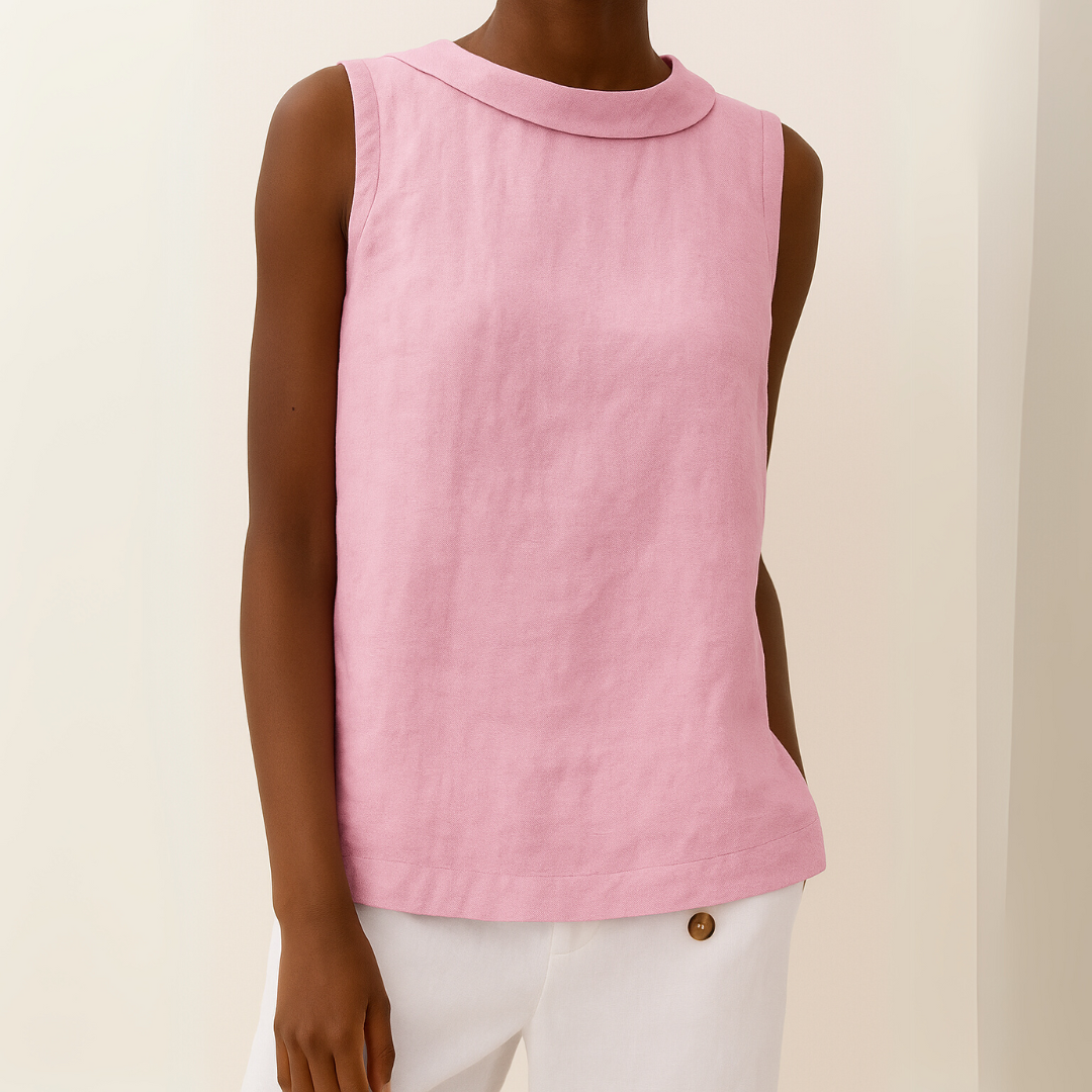 Tracey Sleeveless Roll Collar Top