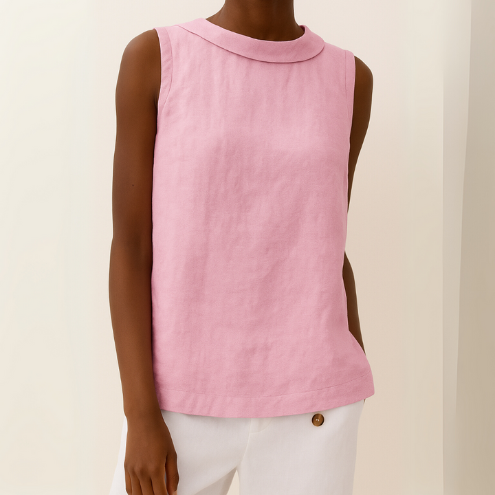 Tracey Sleeveless Roll Collar Top