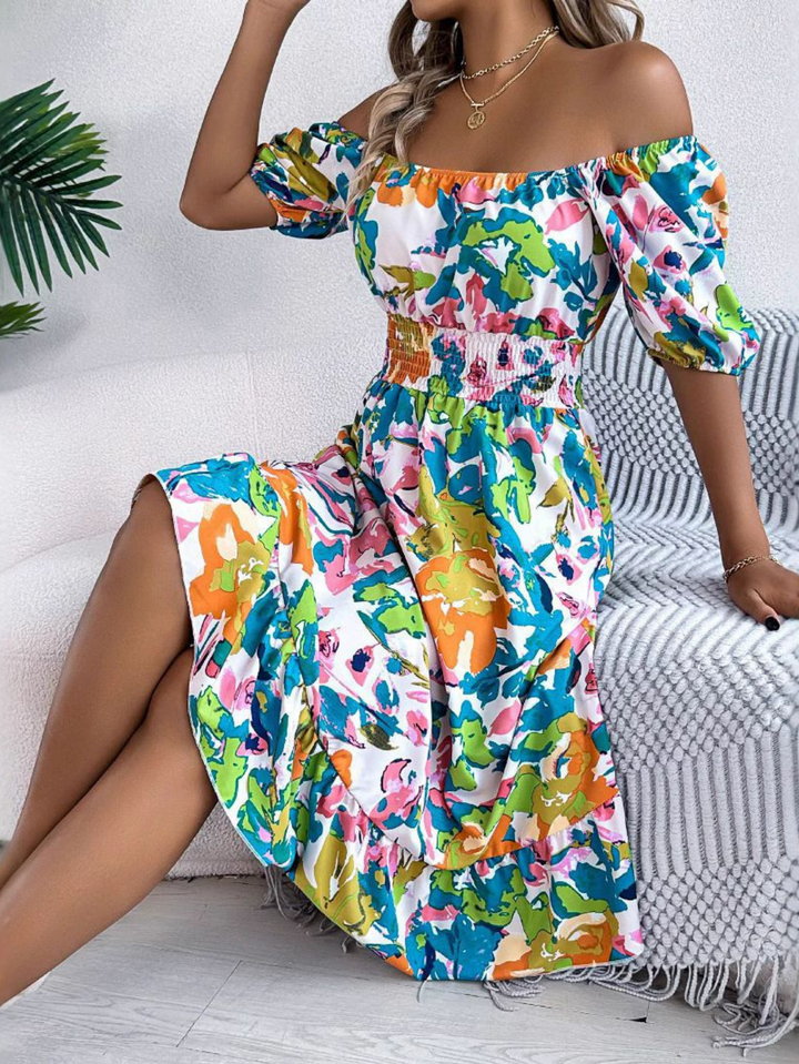 Soraya Boho Off Shoulder Midi Dress