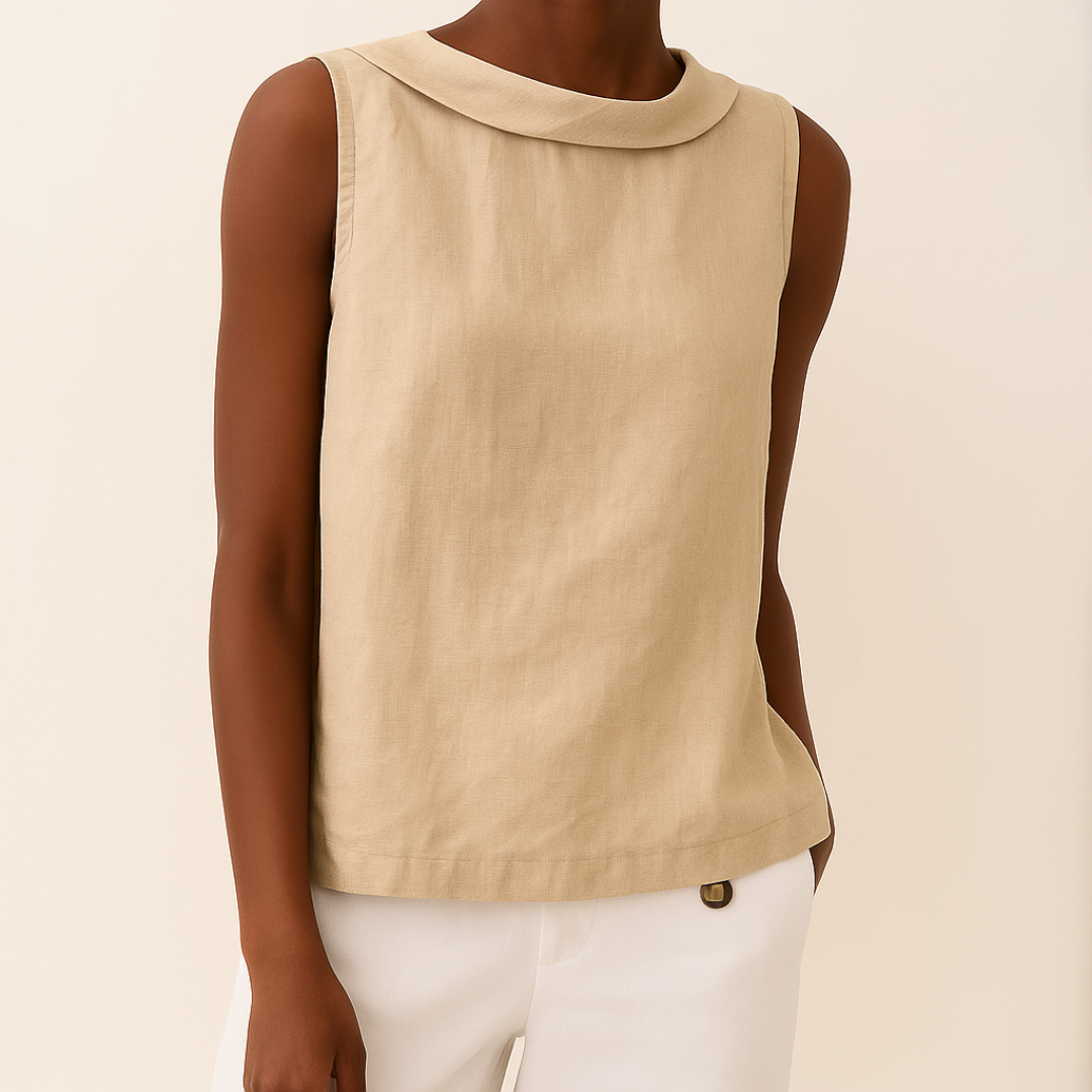 Tracey Sleeveless Roll Collar Top