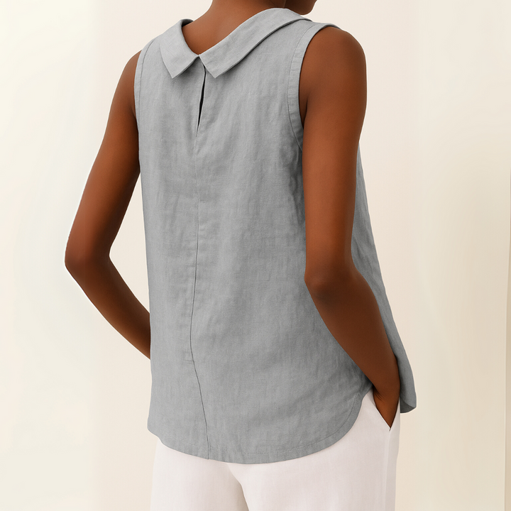 Tracey Sleeveless Roll Collar Top