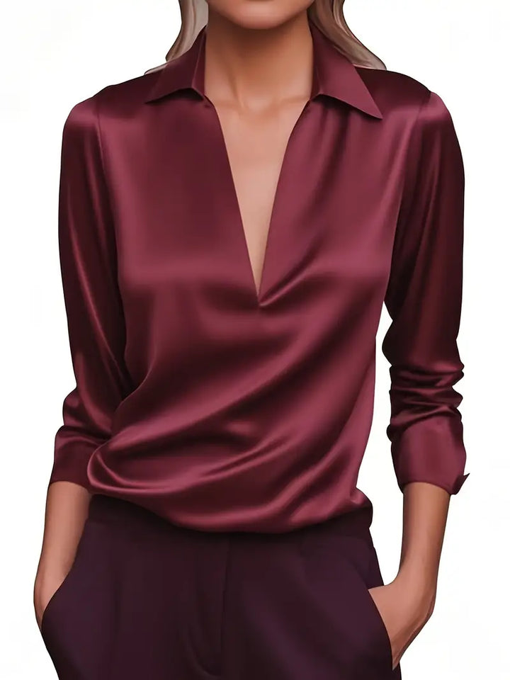 Elara Satin Draped Collar Blouse