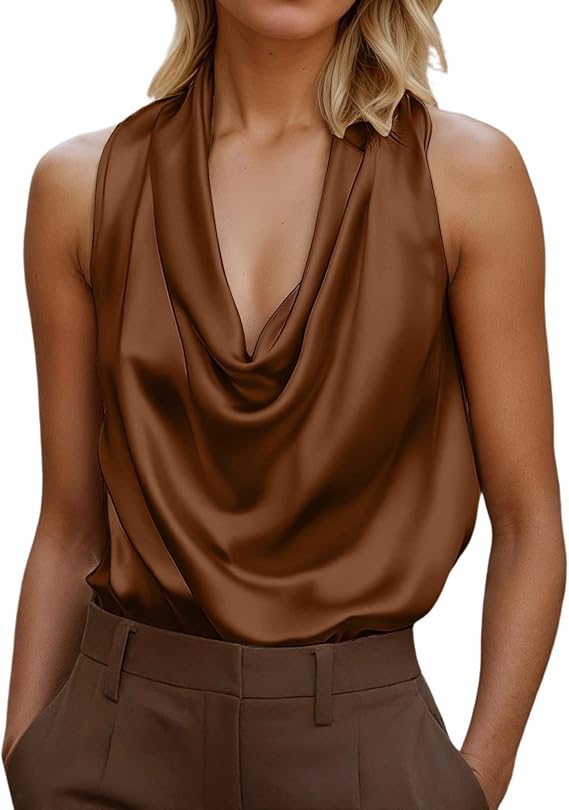Scarlett Draped Cowl Neck Sleeveless Blouse