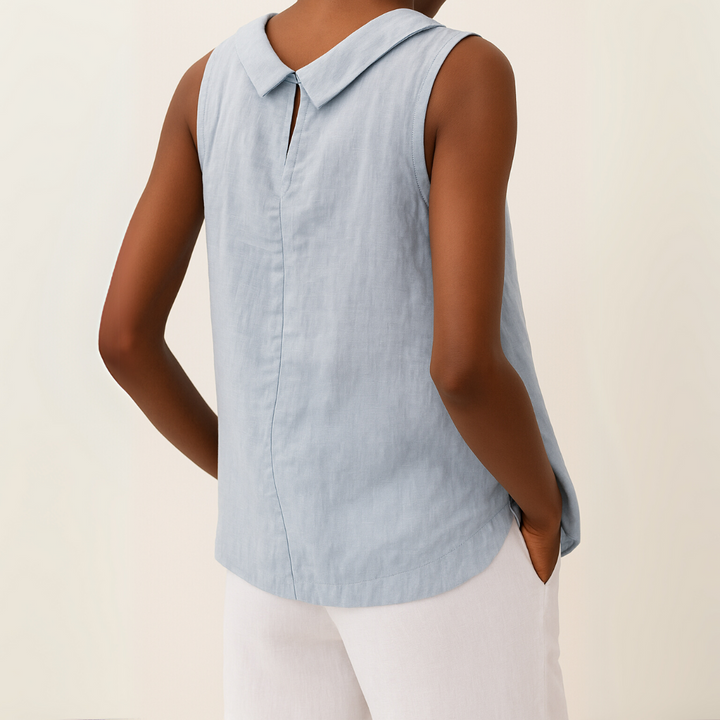 Tracey Sleeveless Roll Collar Top
