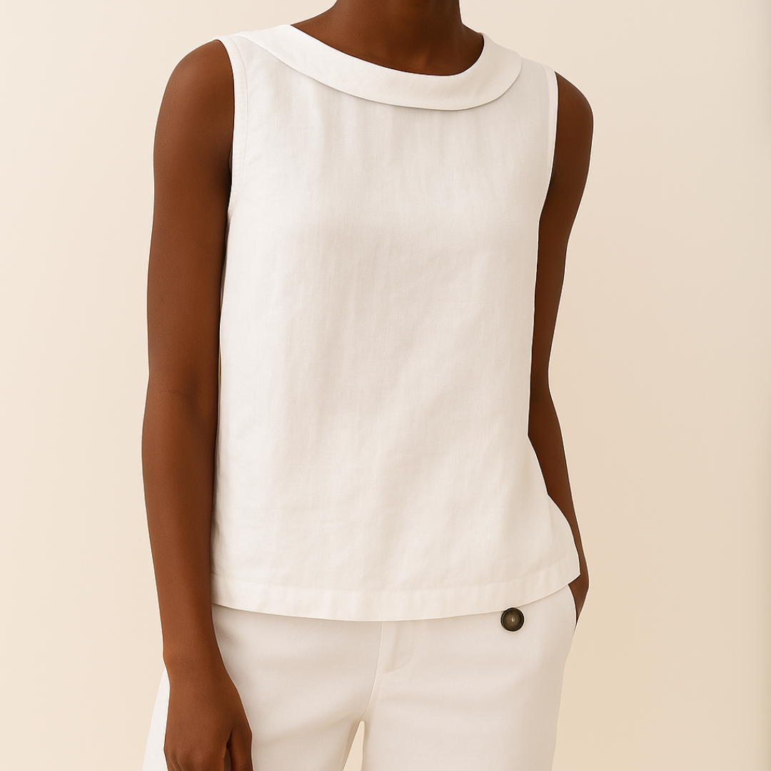 Tracey Sleeveless Roll Collar Top