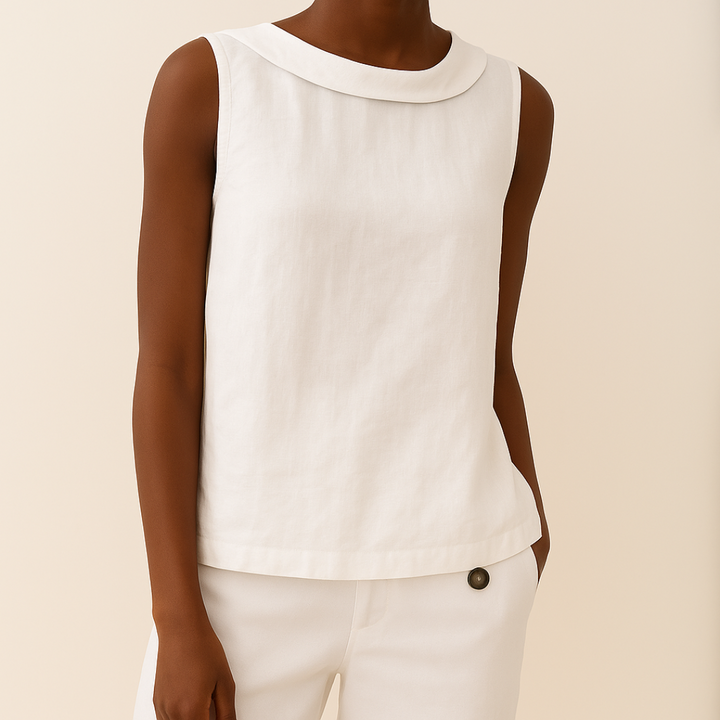 Tracey Sleeveless Roll Collar Top