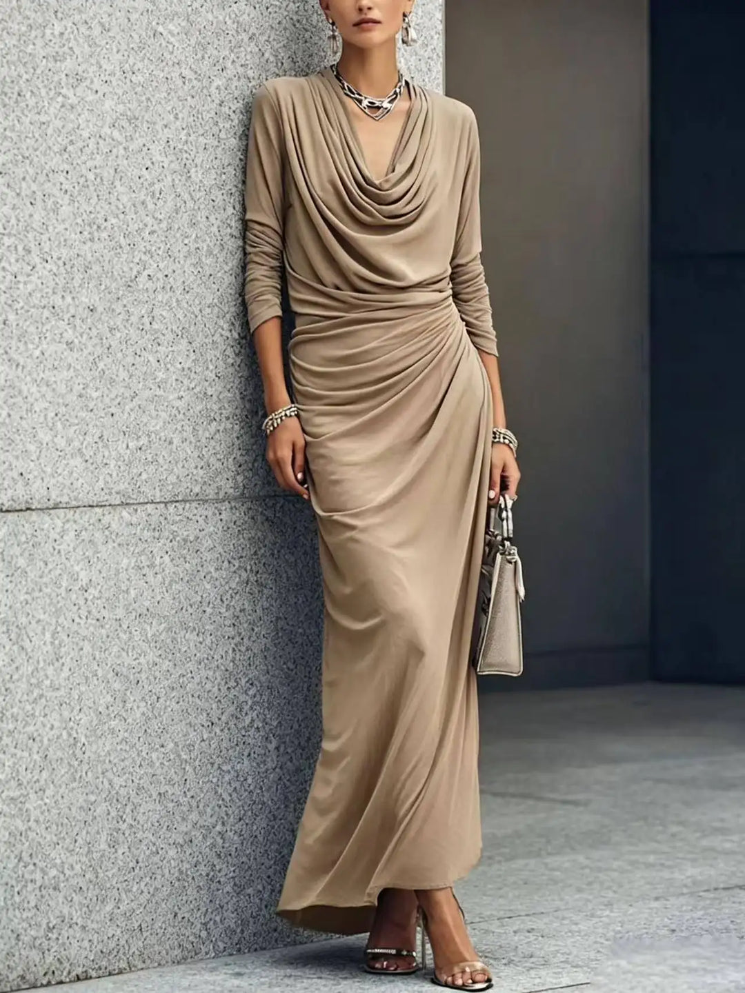 Paulina Draped Cowl Maxi Dress
