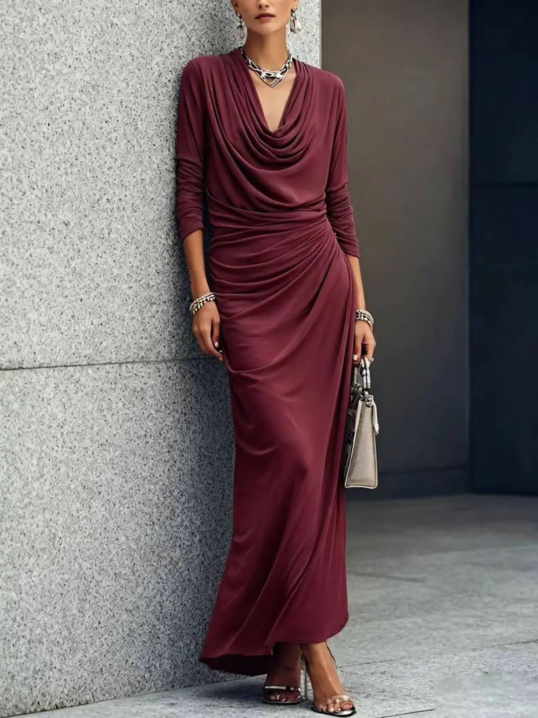 Paulina Draped Cowl Maxi Dress