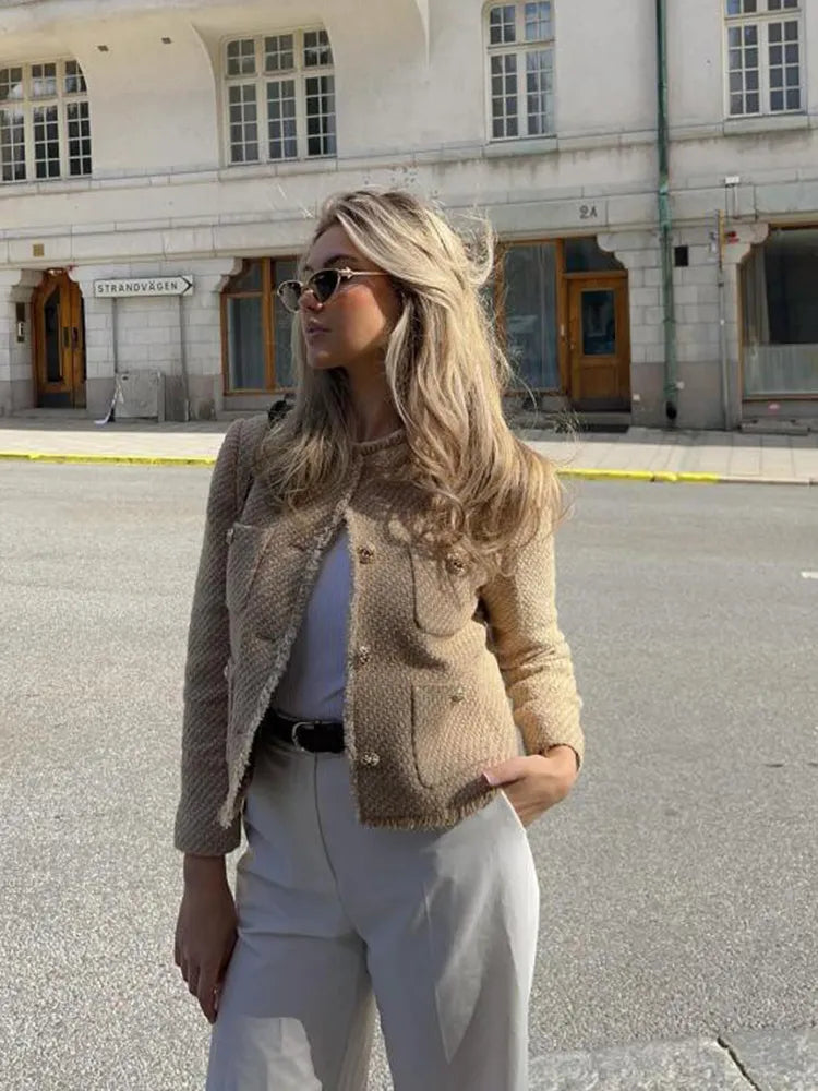 Marchelle Button Front Tweed Jacket