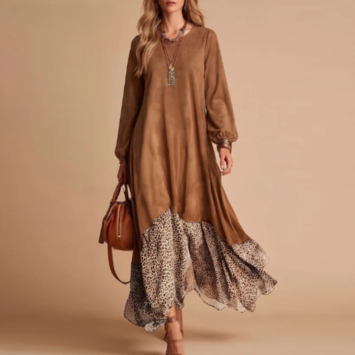 Delphine Leopard Hem Maxi Dress
