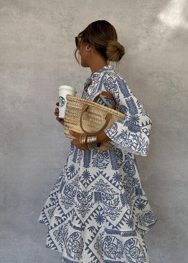 Diantha Boho Patterned Long Sleeve Mini Dress