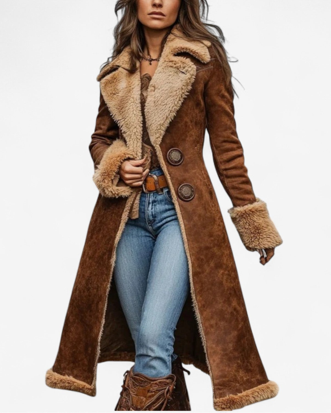 Oriane Shearling Collar Coat