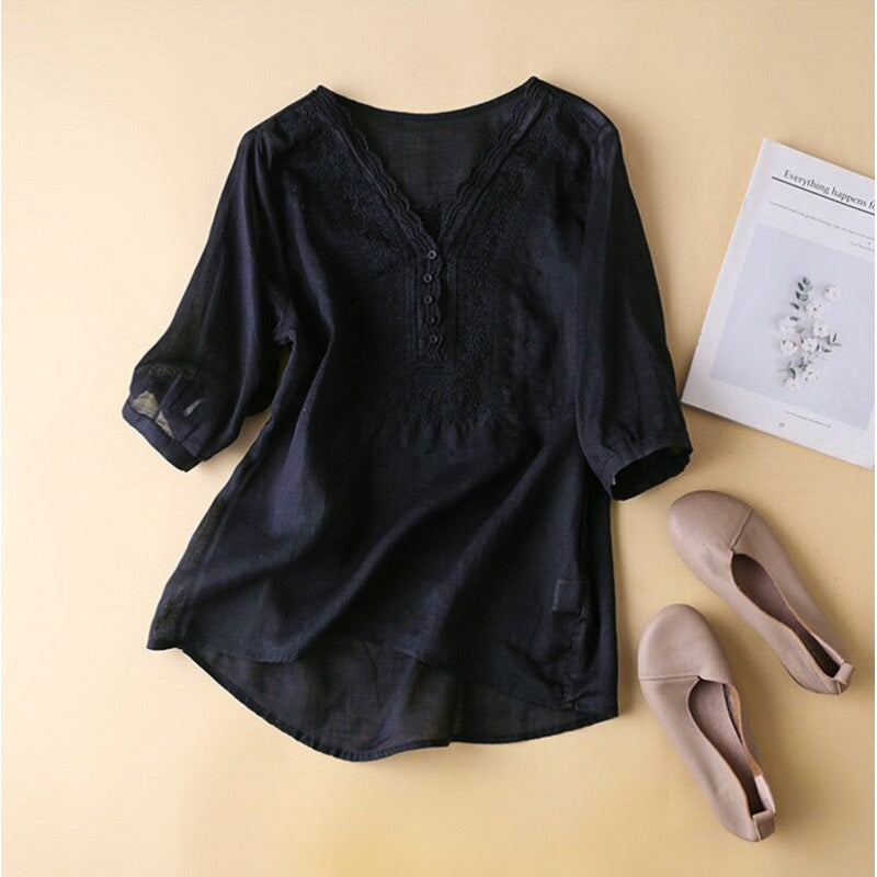 Brielle Cotton-Linen Blouse