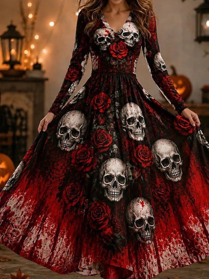 Ophelia Skeleton Print Maxi Dress