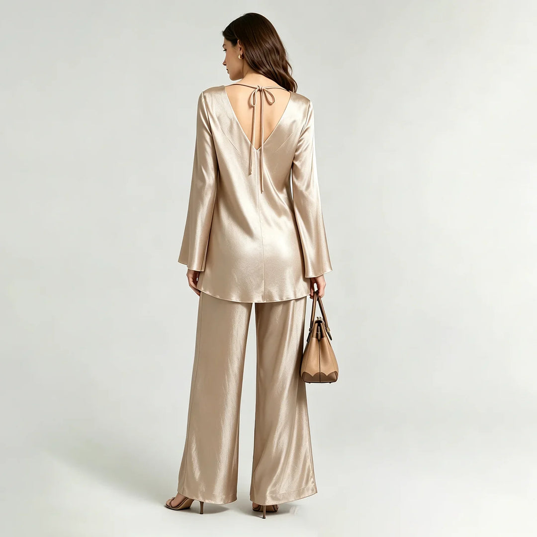 Freya Satin Wide-Leg Set