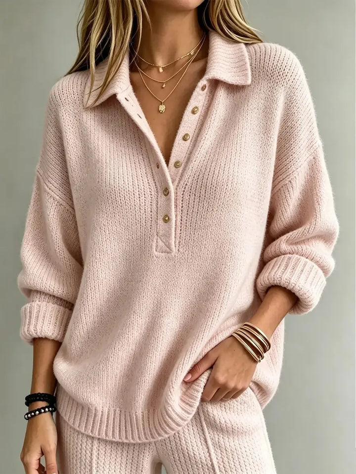 Hazel Button Neck Polo Sweater