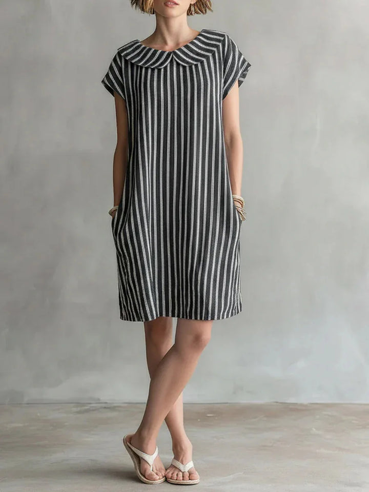 Arya Striped Peter Pan Collar Mini Dress