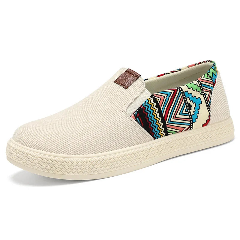 Casvian Printed Canvas Slip On Shoes