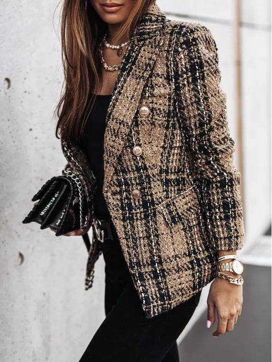 Estelle Double Breasted Plaid Blazer