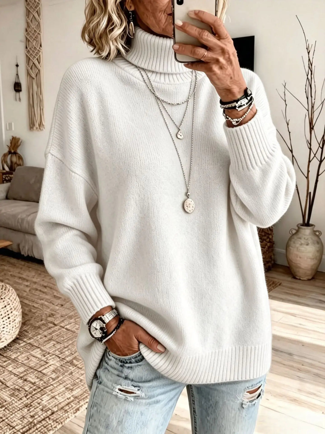 Genevieve Ribbed Turtleneck Sweater