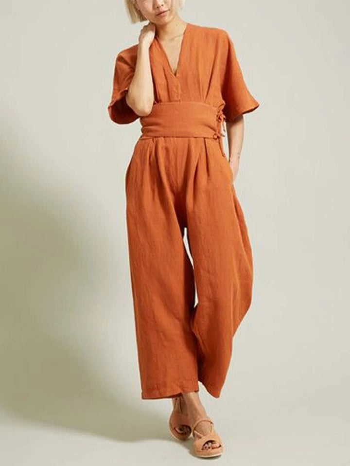 Anna Casual V Neck Jumpsuit