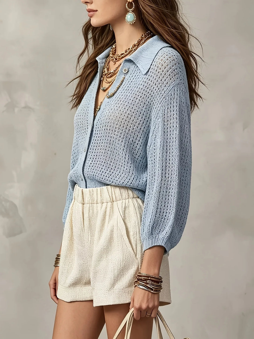 Elira Open Crochet Knit Cardigan