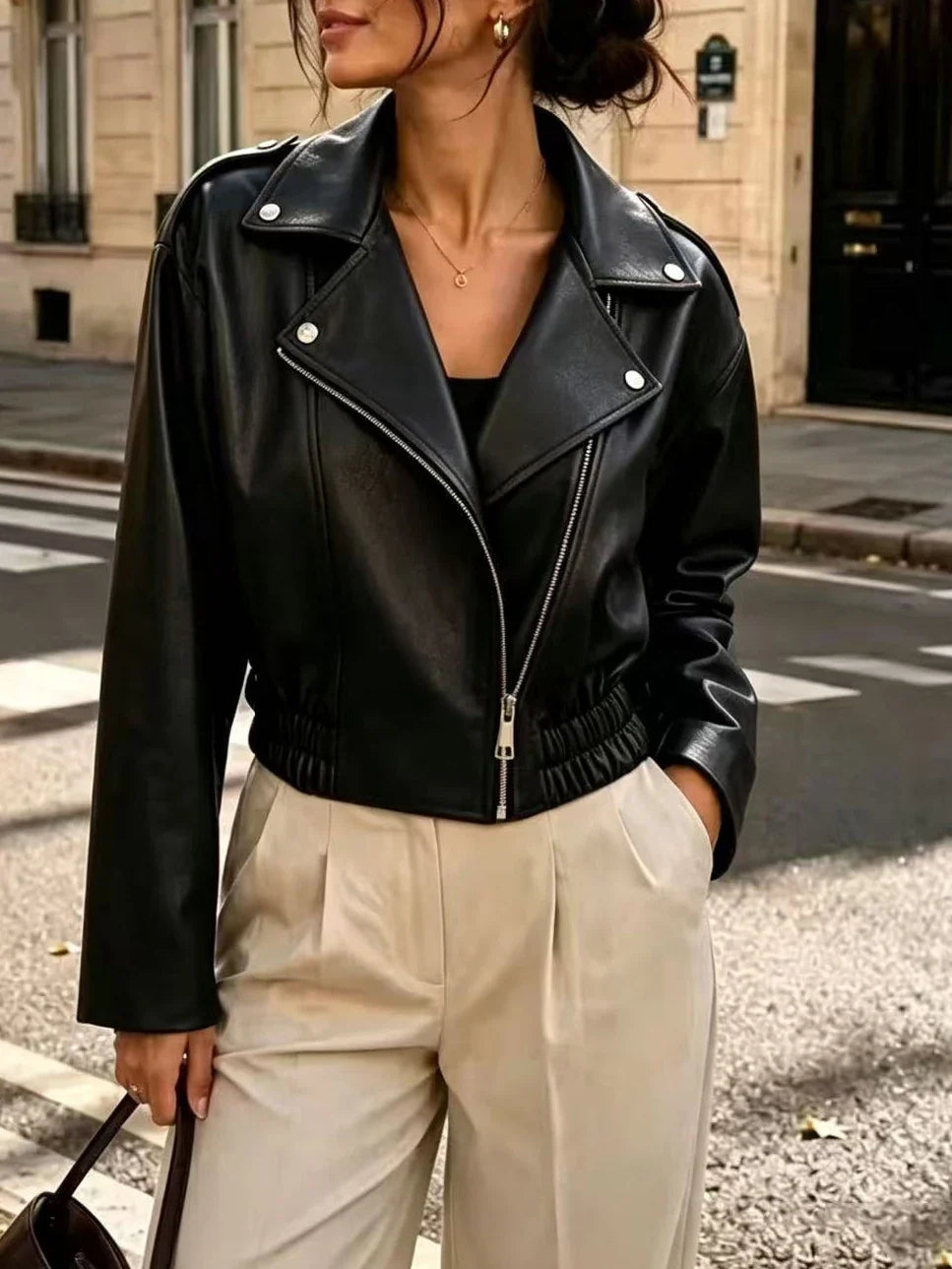 Yolanda Cropped Moto Jacket