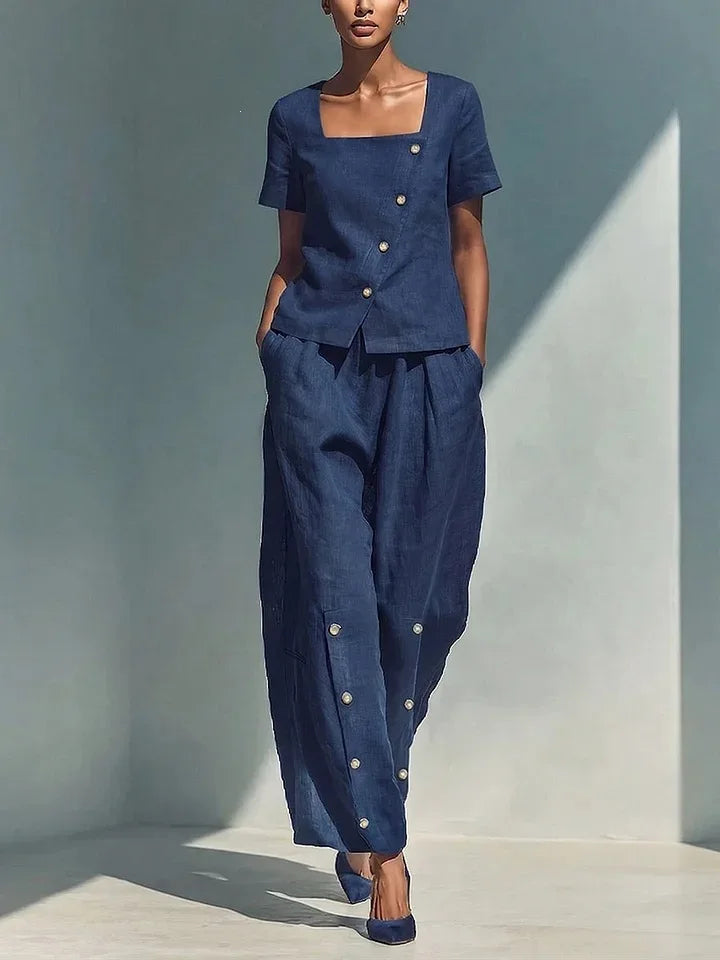 Delia Button Front Trouser Set