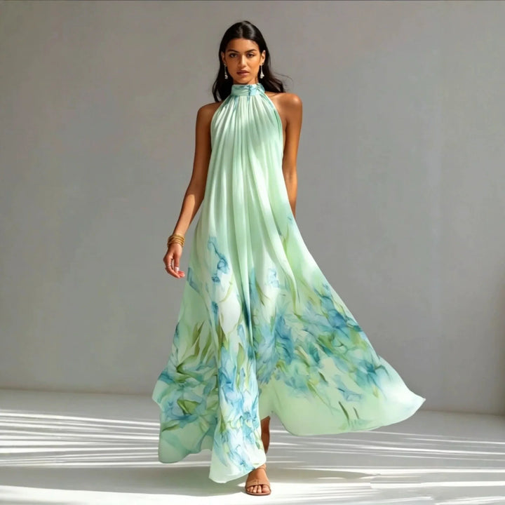 Krista Printed Halter Maxi Dress