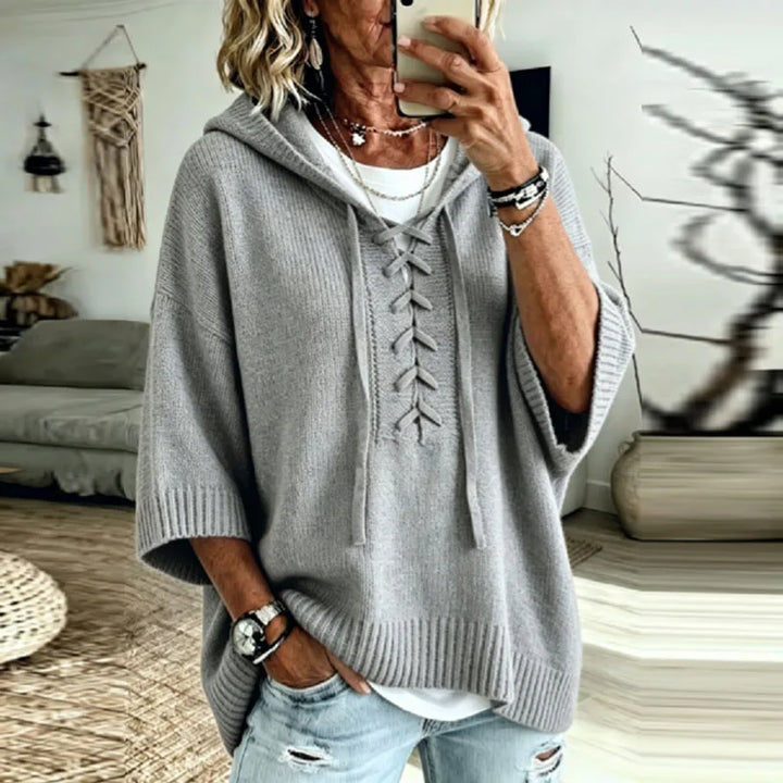 Ruby Lace Up Hooded Pullover