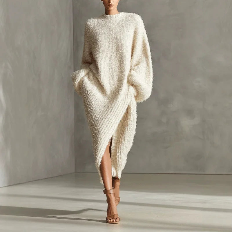 Winifred Asymmetrical Hem Sweater Dress