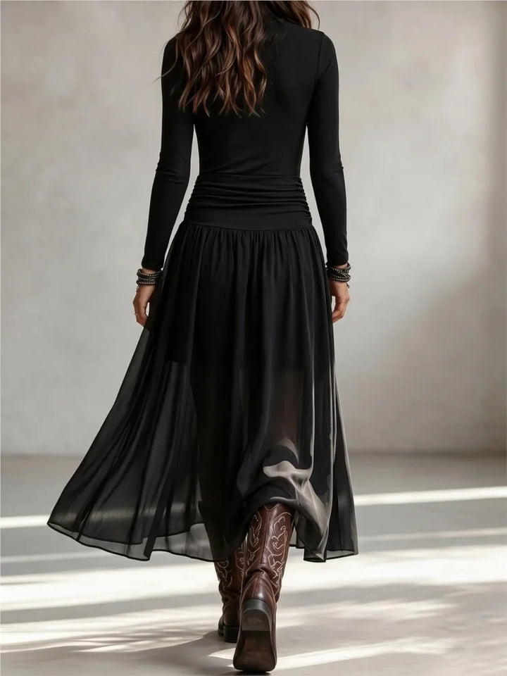 Manon Ruched Mock Neck Dress
