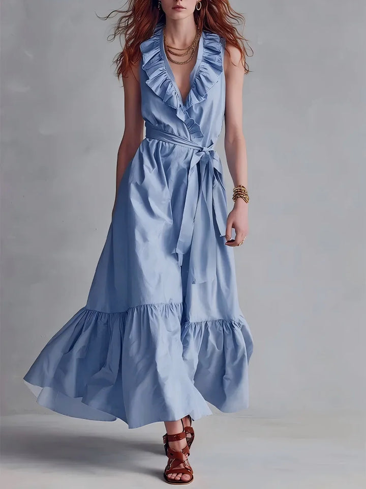 Tina Flowy Ruffle Hem Maxi Dress
