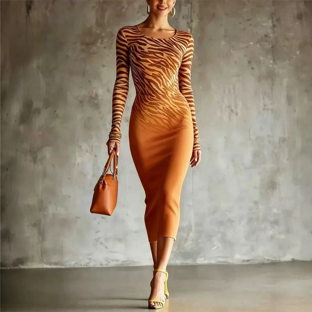 Maureen Zebra Pattern Midi Dress