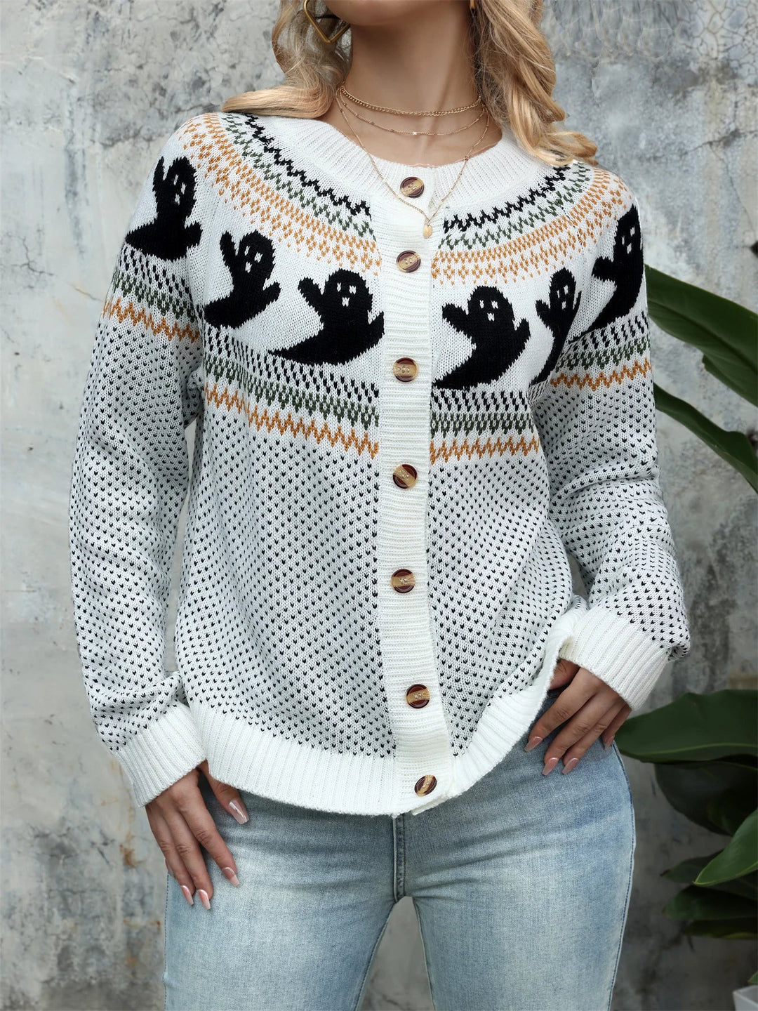 Vintage Ghost Button Cardigan