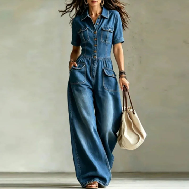 Phoebe Denim Wide Leg Jumpsuit