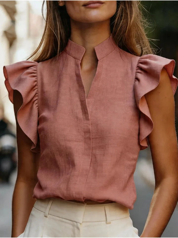 Elora  Ruffle Sleeve V Neck Blouse