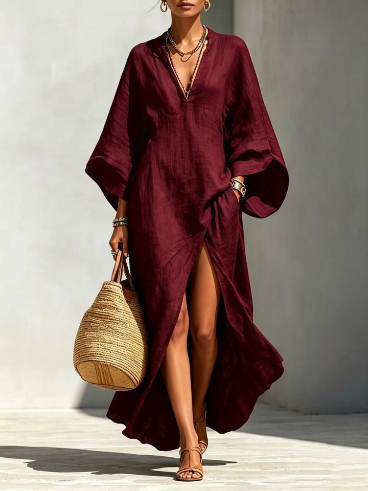 Olive High Slit Boho Maxi Dress