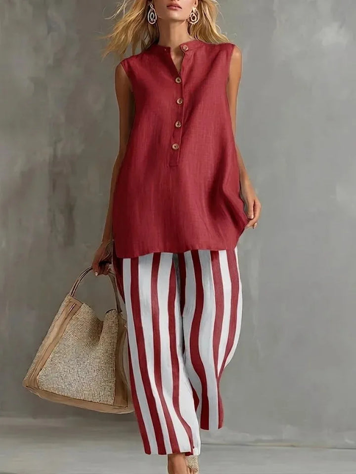 Anara Striped Wide Leg Set