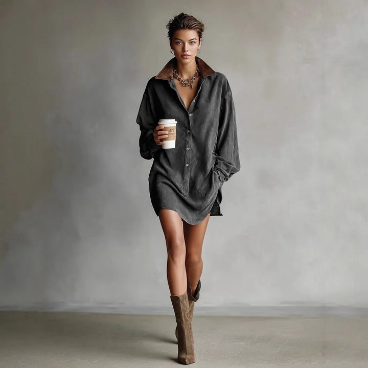 Elorea Suede Mini Shirt Dress