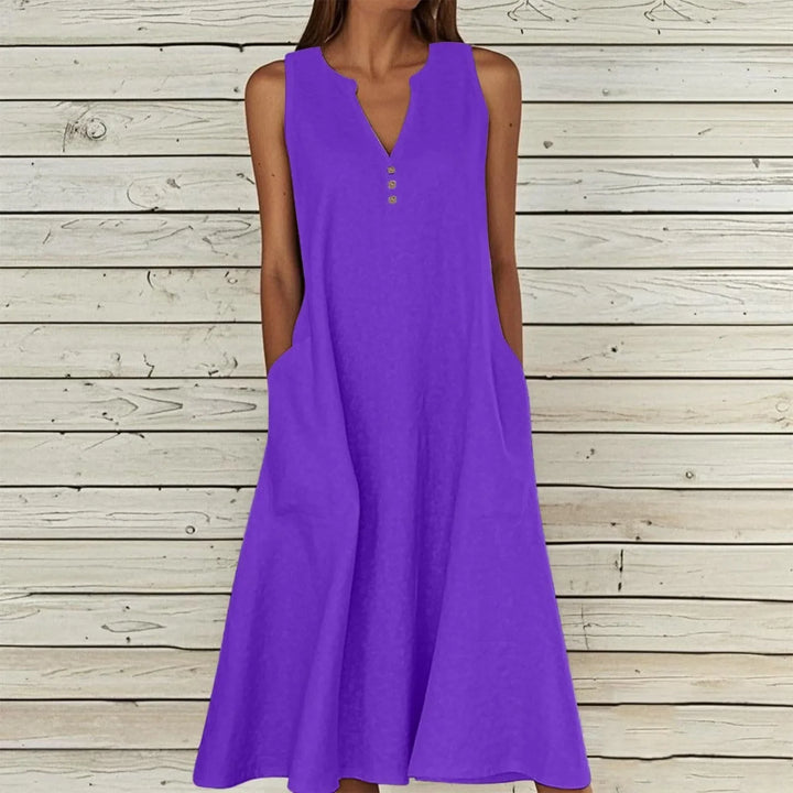 Avery Effortless V Neck Midi Dress