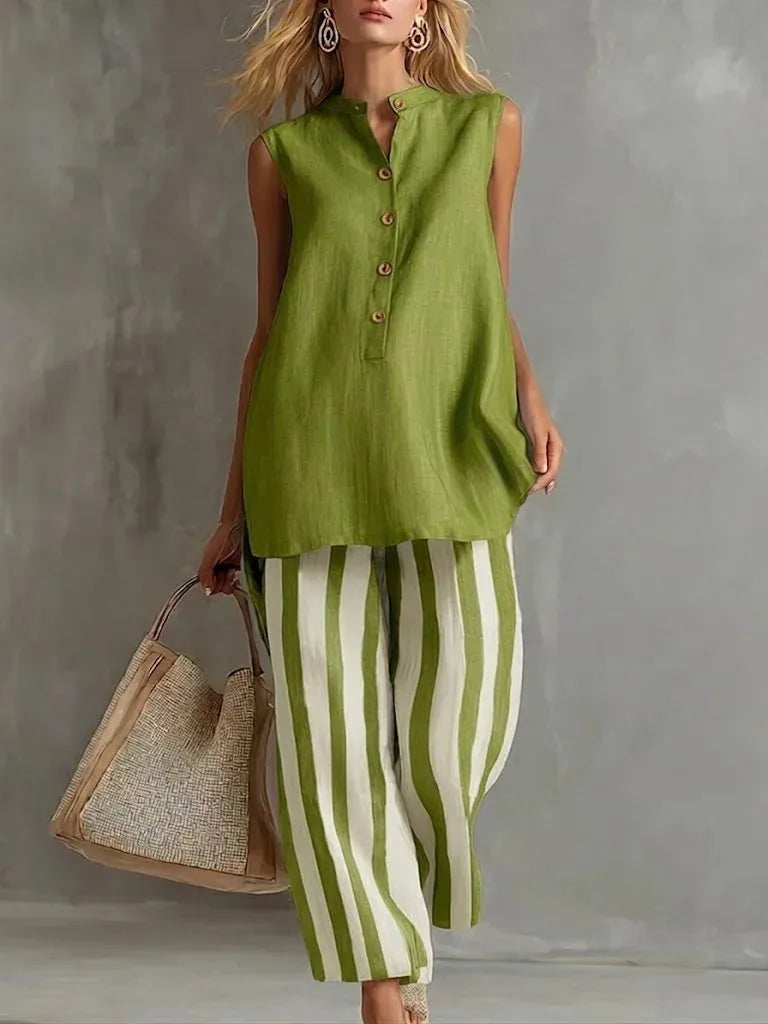 Anara Striped Wide Leg Set