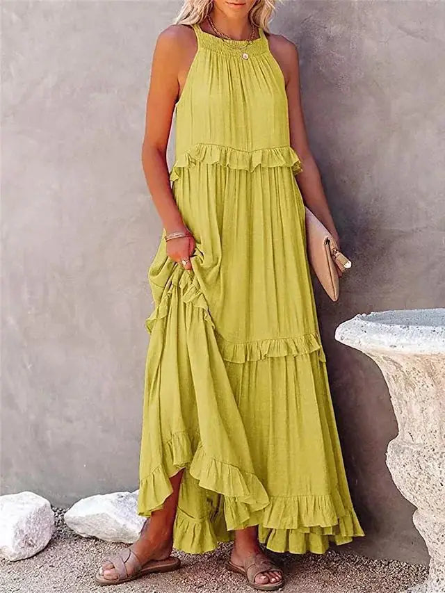 Zephyra Ruffle Trim Maxi Dress